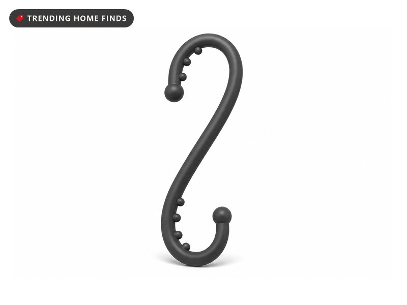 An S-shaped hook massage cane with rounded knobs spaced along its length.