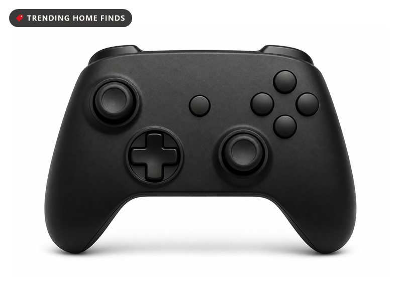 A carbon black wireless game controller with two thumbsticks and a direction pad.